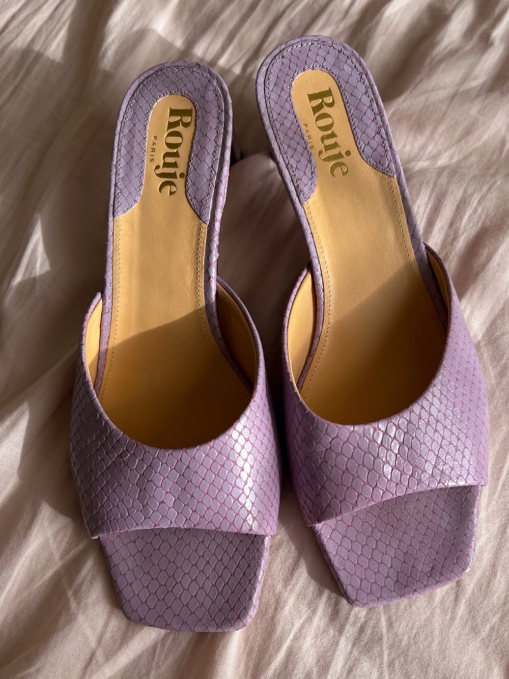 Rouje Lilac Textured Slide Mules